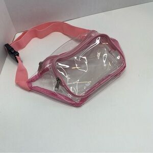 Waterproof Transparent Fanny Pack Pink Travel Vacation Festival Waistpack Unisex